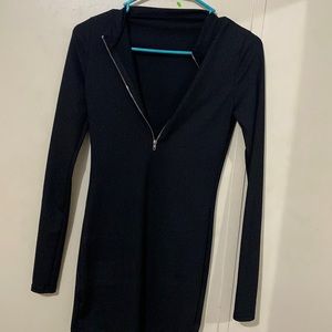 Slim black long sleeve zip up dress. good material no stains or damage.